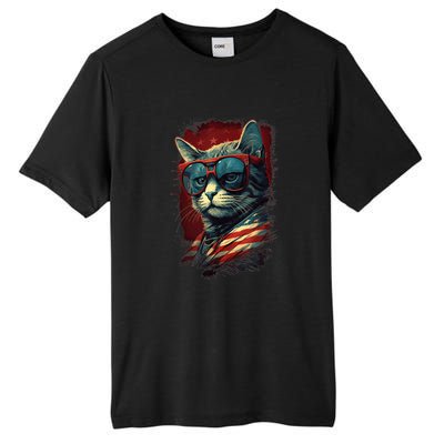 Cat 4th of July Meowica Patriotic Tall Fusion ChromaSoft Performance T-Shirt