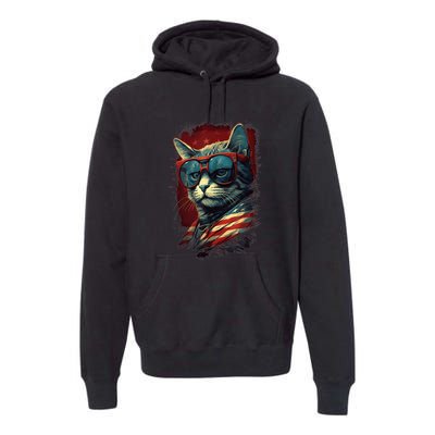 Cat 4th of July Meowica Patriotic Premium Hoodie