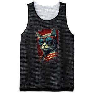 Cat 4th of July Meowica Patriotic Mesh Reversible Basketball Jersey Tank