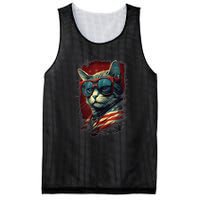 Cat 4th of July Meowica Patriotic Mesh Reversible Basketball Jersey Tank