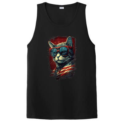 Cat 4th of July Meowica Patriotic PosiCharge Competitor Tank