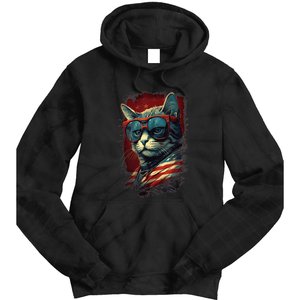 Cat 4th of July Meowica Patriotic Tie Dye Hoodie