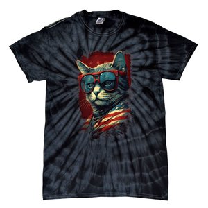 Cat 4th of July Meowica Patriotic Tie-Dye T-Shirt