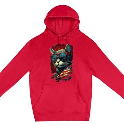 Cat 4th of July Meowica Patriotic Premium Pullover Hoodie