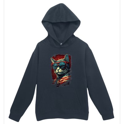 Cat 4th of July Meowica Patriotic Urban Pullover Hoodie