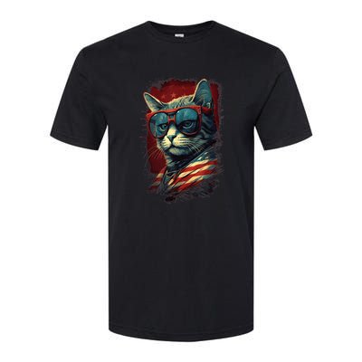 Cat 4th of July Meowica Patriotic Softstyle® CVC T-Shirt