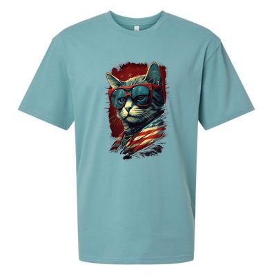 Cat 4th of July Meowica Patriotic Sueded Cloud Jersey T-Shirt