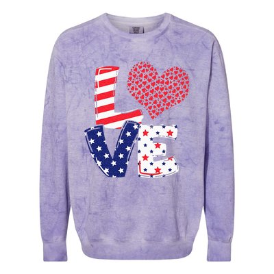 Celebrate 4th Of July America Independence Love Girl Women Colorblast Crewneck Sweatshirt