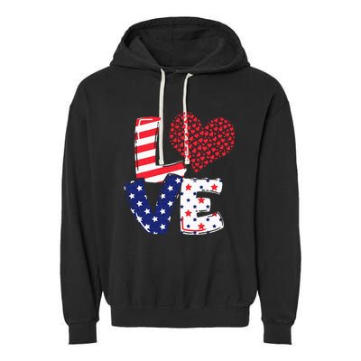 Celebrate 4th Of July America Independence Love Girl Women Garment-Dyed Fleece Hoodie