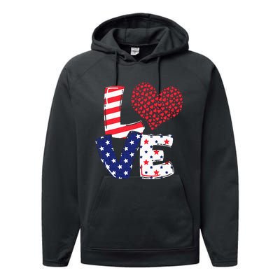 Celebrate 4th Of July America Independence Love Girl Women Performance Fleece Hoodie