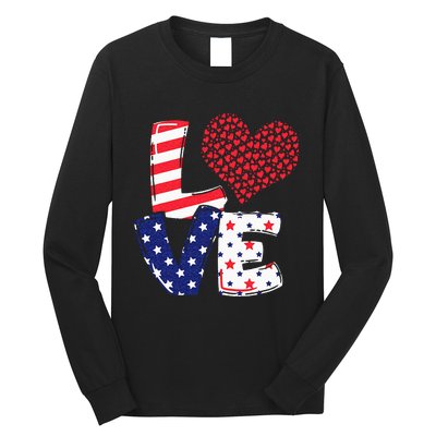 Celebrate 4th Of July America Independence Love Girl Women Long Sleeve Shirt