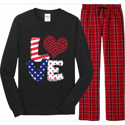 Celebrate 4th Of July America Independence Love Girl Women Long Sleeve Pajama Set