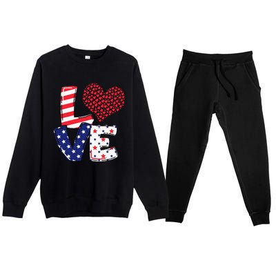 Celebrate 4th Of July America Independence Love Girl Women Premium Crewneck Sweatsuit Set