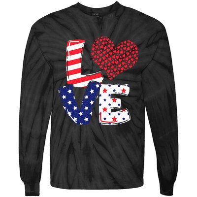 Celebrate 4th Of July America Independence Love Girl Women Tie-Dye Long Sleeve Shirt