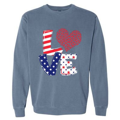 Celebrate 4th Of July America Independence Love Girl Women Garment-Dyed Sweatshirt