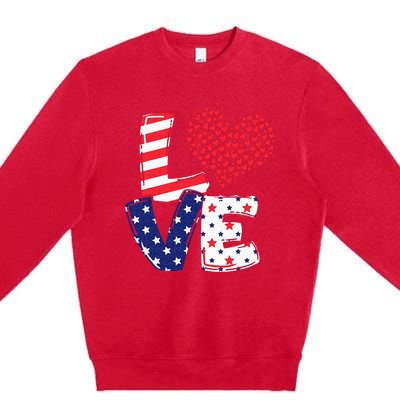 Celebrate 4th Of July America Independence Love Girl Women Premium Crewneck Sweatshirt