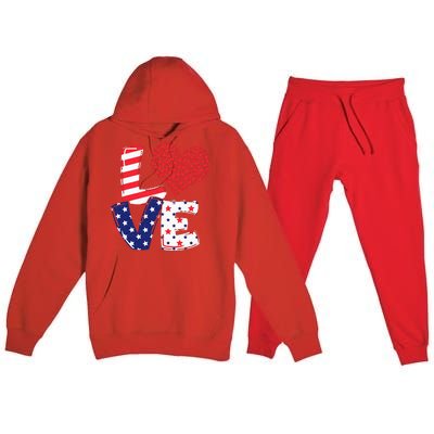 Celebrate 4th Of July America Independence Love Girl Women Premium Hooded Sweatsuit Set