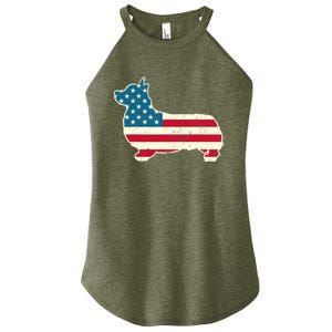 Corgi 4th of July Dog Lover Gifts American Flag Women's Perfect Tri Rocker Tank