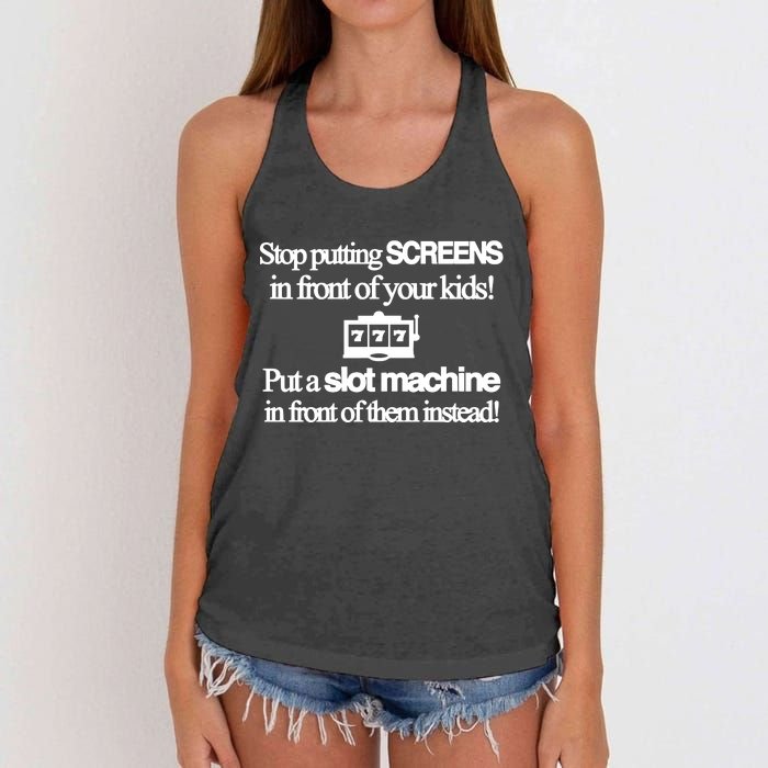 Classy 4 U Stop Putting Screens Women's Knotted Racerback Tank