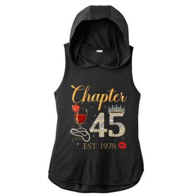 Chapter 45 Years EST 1978 45th Birthday Red Rose Wine Crown Ladies PosiCharge Tri-Blend Wicking Draft Hoodie Tank