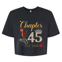 Chapter 45 Years EST 1978 45th Birthday Red Rose Wine Crown Bella+Canvas Jersey Crop Tee