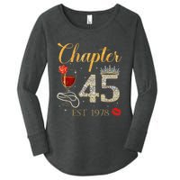 Chapter 45 Years EST 1978 45th Birthday Red Rose Wine Crown Women's Perfect Tri Tunic Long Sleeve Shirt