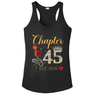 Chapter 45 Years EST 1978 45th Birthday Red Rose Wine Crown Ladies PosiCharge Competitor Racerback Tank