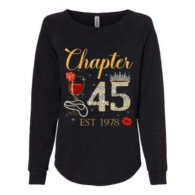 Chapter 45 Years EST 1978 45th Birthday Red Rose Wine Crown Womens California Wash Sweatshirt