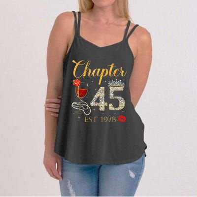 Chapter 45 Years EST 1978 45th Birthday Red Rose Wine Crown Women's Strappy Tank