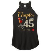 Chapter 45 Years EST 1978 45th Birthday Red Rose Wine Crown Women's Perfect Tri Rocker Tank