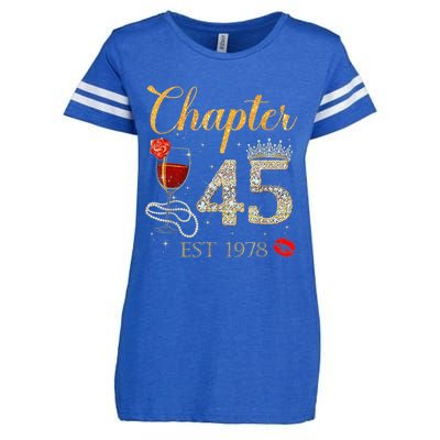 Chapter 45 Years EST 1978 45th Birthday Red Rose Wine Crown Enza Ladies Jersey Football T-Shirt