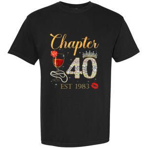 Chapter 40 Years EST 1983 40th Birthday Red Rose Wine Crown Garment-Dyed Heavyweight T-Shirt