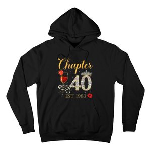 Chapter 40 Years EST 1983 40th Birthday Red Rose Wine Crown Hoodie