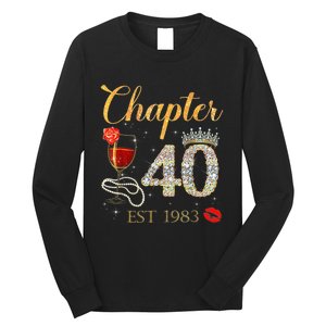 Chapter 40 Years EST 1983 40th Birthday Red Rose Wine Crown Long Sleeve Shirt