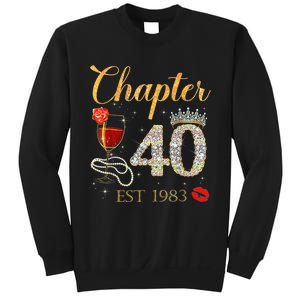 Chapter 40 Years EST 1983 40th Birthday Red Rose Wine Crown Sweatshirt