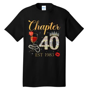 Chapter 40 Years EST 1983 40th Birthday Red Rose Wine Crown Tall T-Shirt