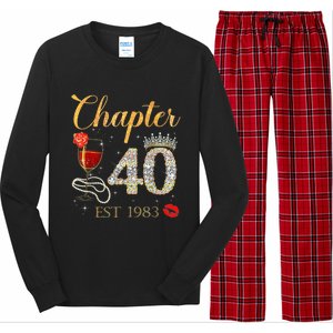 Chapter 40 Years EST 1983 40th Birthday Red Rose Wine Crown Long Sleeve Pajama Set