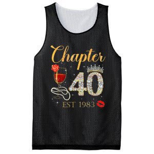 Chapter 40 Years EST 1983 40th Birthday Red Rose Wine Crown Mesh Reversible Basketball Jersey Tank