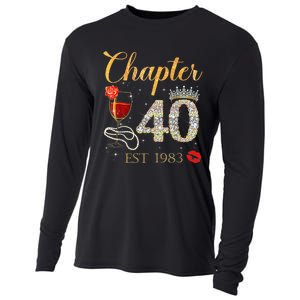 Chapter 40 Years EST 1983 40th Birthday Red Rose Wine Crown Cooling Performance Long Sleeve Crew