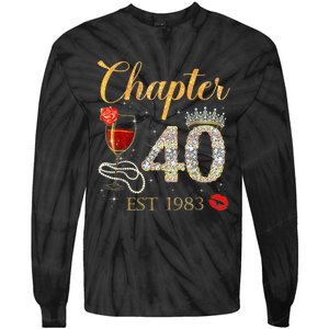 Chapter 40 Years EST 1983 40th Birthday Red Rose Wine Crown Tie-Dye Long Sleeve Shirt