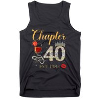 Chapter 40 Years EST 1983 40th Birthday Red Rose Wine Crown Tank Top