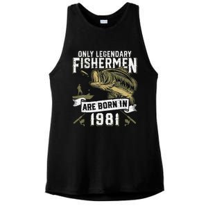 Cute 41 Year Old Fishing Birthday Born 1981 41st Fisherman Gift Ladies PosiCharge Tri-Blend Wicking Tank