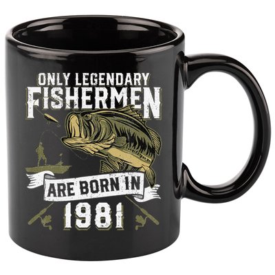 Cute 41 Year Old Fishing Birthday Born 1981 41st Fisherman Gift 11oz C Handle Ceramic Mug