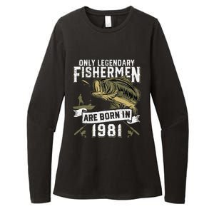 Cute 41 Year Old Fishing Birthday Born 1981 41st Fisherman Gift Womens CVC Long Sleeve Shirt