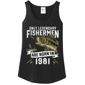 Cute 41 Year Old Fishing Birthday Born 1981 41st Fisherman Gift Ladies Essential Tank