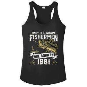 Cute 41 Year Old Fishing Birthday Born 1981 41st Fisherman Gift Ladies PosiCharge Competitor Racerback Tank