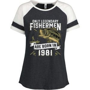 Cute 41 Year Old Fishing Birthday Born 1981 41st Fisherman Gift Enza Ladies Jersey Colorblock Tee