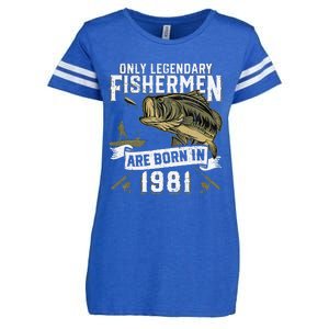 Cute 41 Year Old Fishing Birthday Born 1981 41st Fisherman Gift Enza Ladies Jersey Football T-Shirt