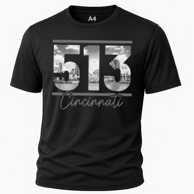 Cincinnati 513 Area Code Skyline Ohio Vintage Performance Shirt