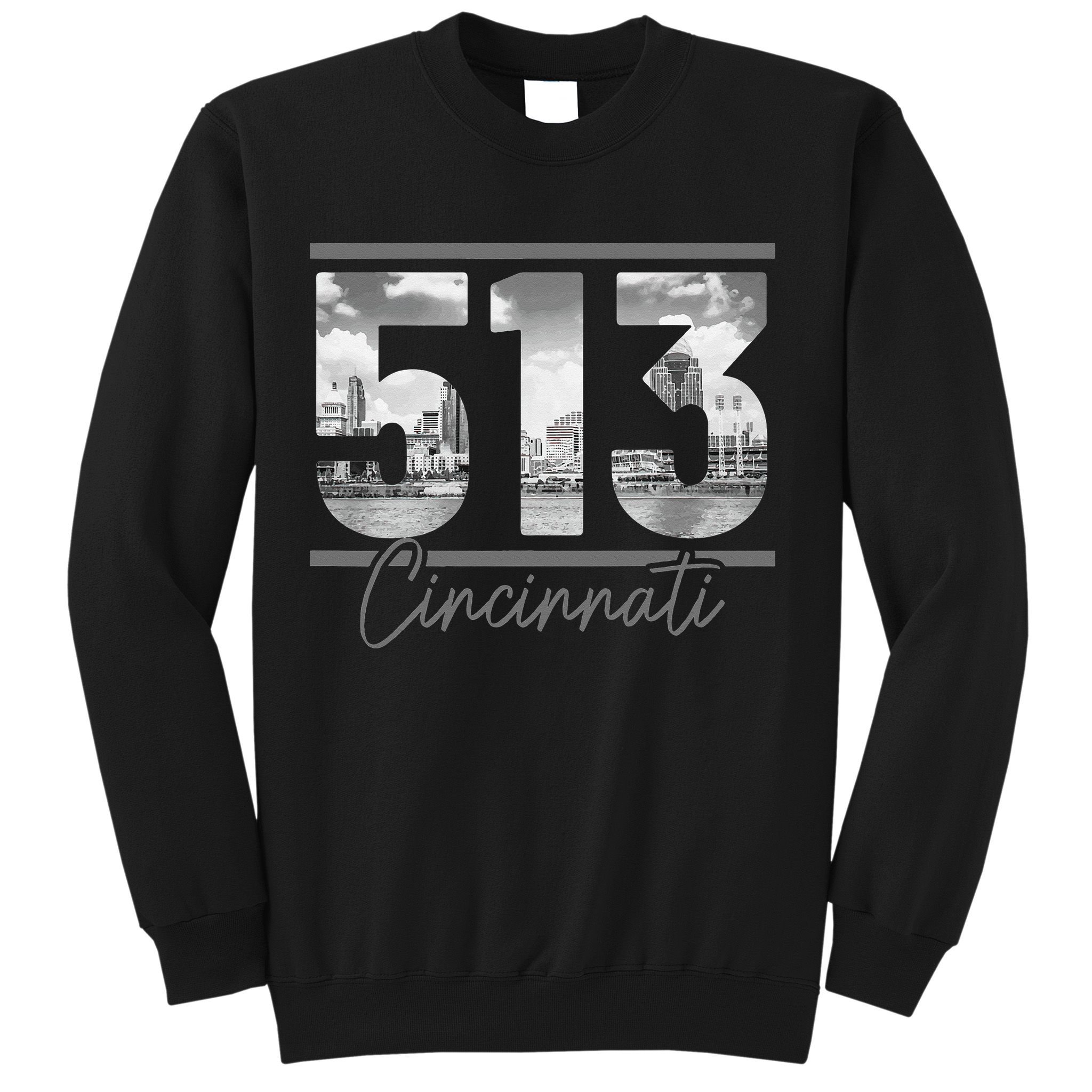Cincinnati 513 Area Code Skyline Ohio Vintage Sweatshirt